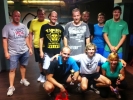 Zleva J. Tschunko, Courton, Šinákl, Z. Tschunko, Řezáč, Resová, Havlena, dole Zlámal, Mrázek a Holá kulečník billiard stolni tenis ping pong sportoviště Praha 10 Harlequin Praha bowling šipky fotbálek laserová střelnice exhibice pole dance tanec tenis